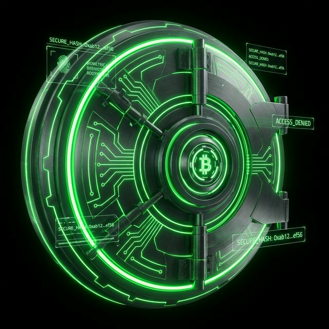 Neon green secured crypto vault